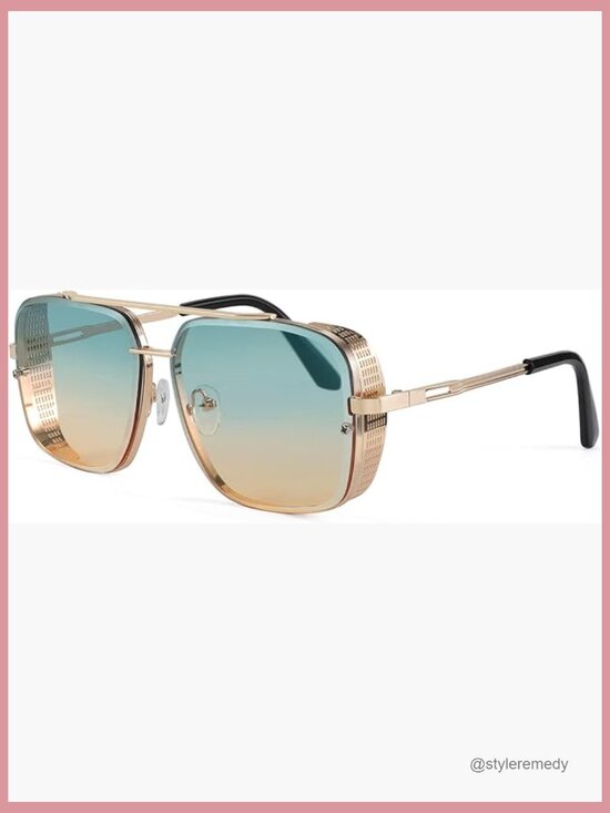 Vintage Pilot Square Sunglasses Metal Frame Polarized UV400 Lenses main image 7
